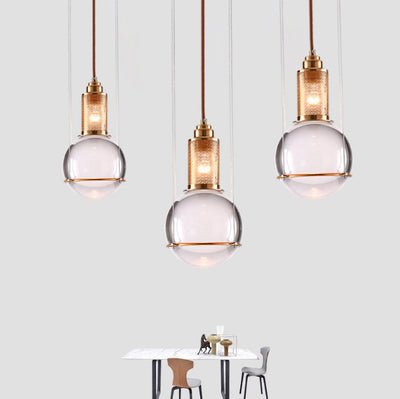 Contemporary Scandinavian Dome Orb Crystal Iron 1/3 - Light Chandelier For Dining Room