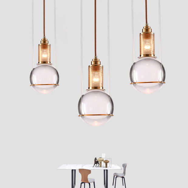 Contemporary Scandinavian Dome Orb Crystal Iron 1/3 - Light Chandelier For Dining Room