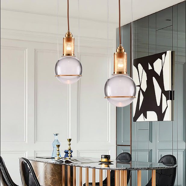 Moderne skandinavische Kuppel Orb Kristall Eisen 1/3 - Licht Kronleuchter für Esszimmer 