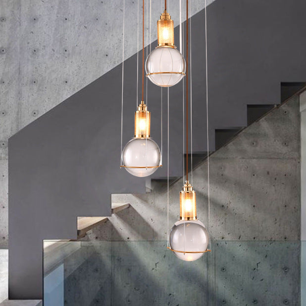 Moderne skandinavische Kuppel Orb Kristall Eisen 1/3 - Licht Kronleuchter für Esszimmer 