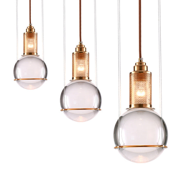 Moderne skandinavische Kuppel Orb Kristall Eisen 1/3 - Licht Kronleuchter für Esszimmer 
