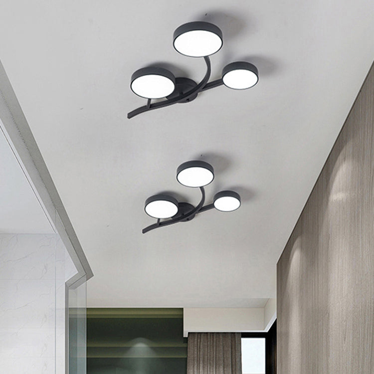 Contemporary Scandinavian Dome Tree Branch Acrylic Iron LED Semi-Flush Mount Ceiling Light For Living Room