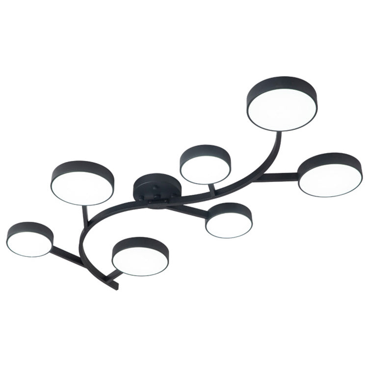 Contemporary Scandinavian Dome Tree Branch Acrylic Iron LED Semi-Flush Mount Ceiling Light For Living Room