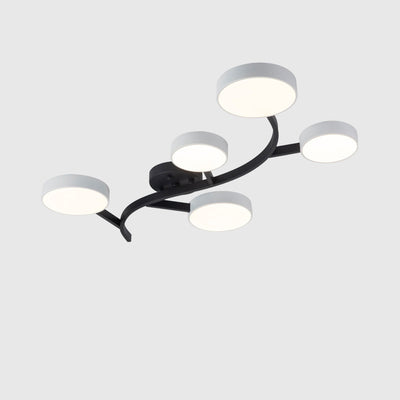 Contemporary Scandinavian Dome Tree Branch Acrylic Iron LED Semi-Flush Mount Ceiling Light For Living Room