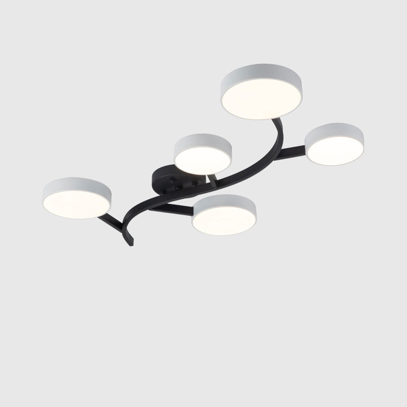 Contemporary Scandinavian Dome Tree Branch Acrylic Iron LED Semi-Flush Mount Ceiling Light For Living Room
