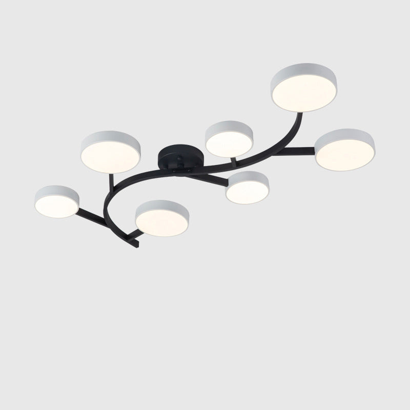 Contemporary Scandinavian Dome Tree Branch Acrylic Iron LED Semi-Flush Mount Ceiling Light For Living Room