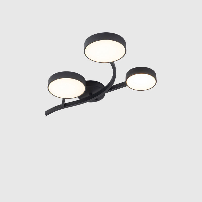 Contemporary Scandinavian Dome Tree Branch Acrylic Iron LED Semi-Flush Mount Ceiling Light For Living Room