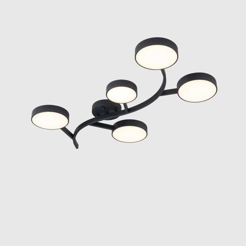Contemporary Scandinavian Dome Tree Branch Acrylic Iron LED Semi-Flush Mount Ceiling Light For Living Room