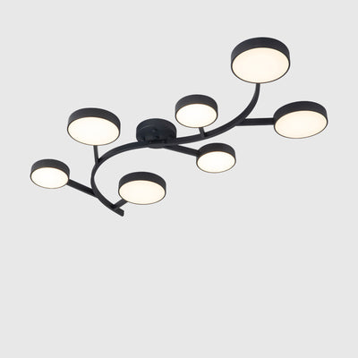 Contemporary Scandinavian Dome Tree Branch Acrylic Iron LED Semi-Flush Mount Ceiling Light For Living Room