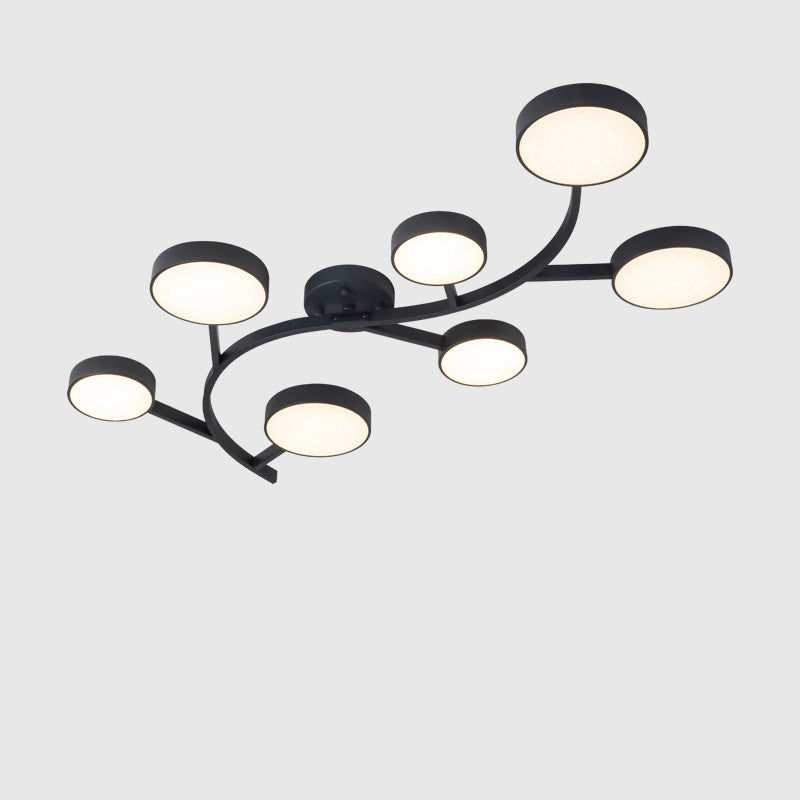 Contemporary Scandinavian Dome Tree Branch Acrylic Iron LED Semi-Flush Mount Ceiling Light For Living Room