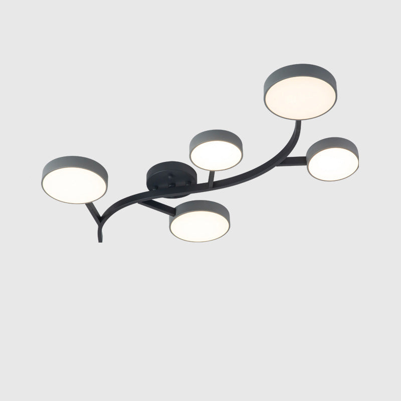 Contemporary Scandinavian Dome Tree Branch Acrylic Iron LED Semi-Flush Mount Ceiling Light For Living Room