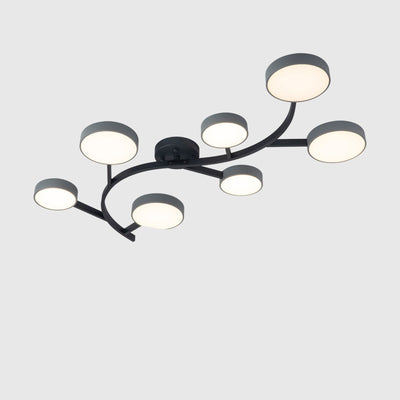 Contemporary Scandinavian Dome Tree Branch Acrylic Iron LED Semi-Flush Mount Ceiling Light For Living Room