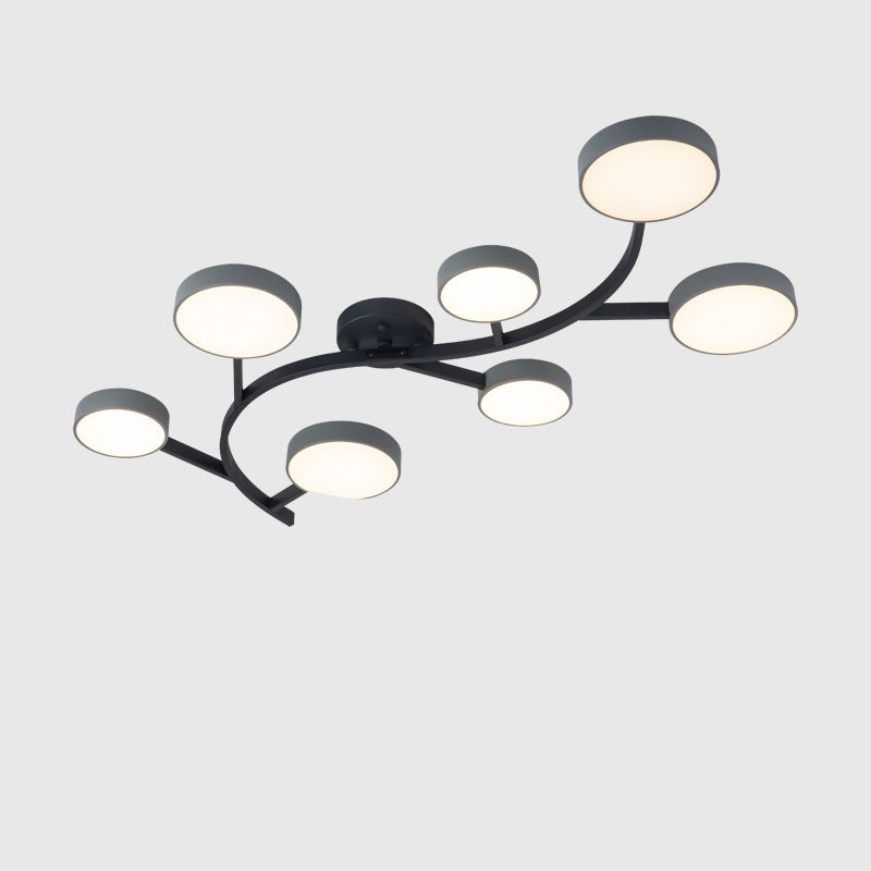 Contemporary Scandinavian Dome Tree Branch Acrylic Iron LED Semi-Flush Mount Ceiling Light For Living Room