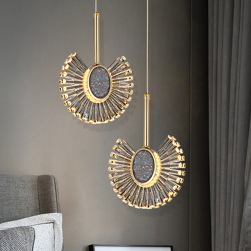 Moderne Luxuskuppel Aluminium Hardware Acryl LED Kronleuchter für Esszimmer 