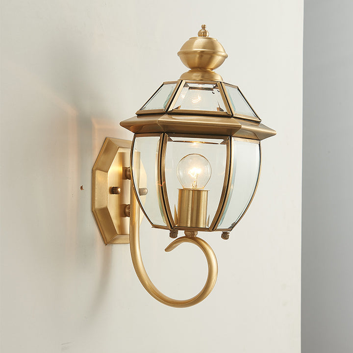 Contemporary Simplicity Waterproof Copper Glass Lampshade 1 - Light Wall Sconce Lamp For Outdoor Patio