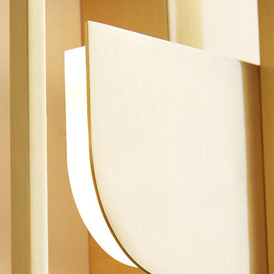 Contemporary Scandinavian Rectangular Stitching Copper Hardware LED Wall Sconce Lamp For Living Room