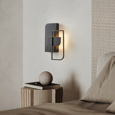Contemporary Scandinavian Rectangular Stitching Copper Hardware LED Wall Sconce Lamp For Living Room