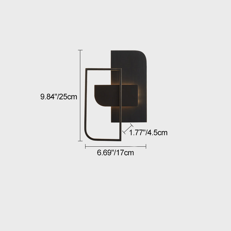 Contemporary Scandinavian Rectangular Stitching Copper Hardware LED Wall Sconce Lamp For Living Room