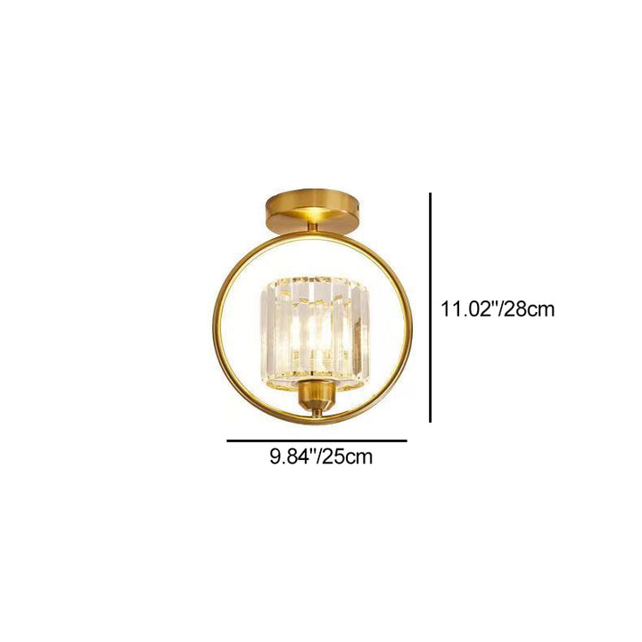 Pantalla de lámpara de hardware de cristal de cúpula de simplicidad moderna 1 - Luz de montaje semi empotrado para pasillos 