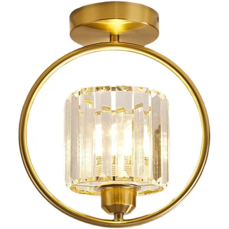 Modern Simplicity Dome Crystal Hardware Lampshade 1 - Light Semi-Flush Mount Ceiling Light For Hallways