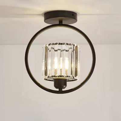 Modern Simplicity Dome Crystal Hardware Lampshade 1 - Light Semi-Flush Mount Ceiling Light For Hallways