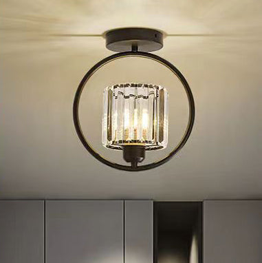 Modern Simplicity Dome Crystal Hardware Lampshade 1 - Light Semi-Flush Mount Ceiling Light For Hallways