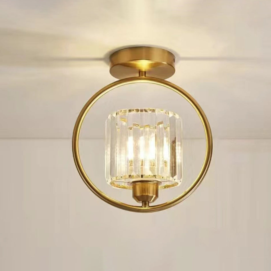 Pantalla de lámpara de hardware de cristal de cúpula de simplicidad moderna 1 - Luz de montaje semi empotrado para pasillos 