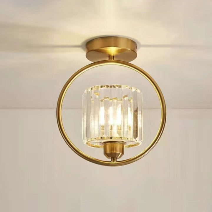 Pantalla de lámpara de hardware de cristal de cúpula de simplicidad moderna 1 - Luz de montaje semi empotrado para pasillos 