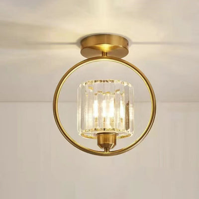 Modern Simplicity Dome Crystal Hardware Lampshade 1 - Light Semi-Flush Mount Ceiling Light For Hallways