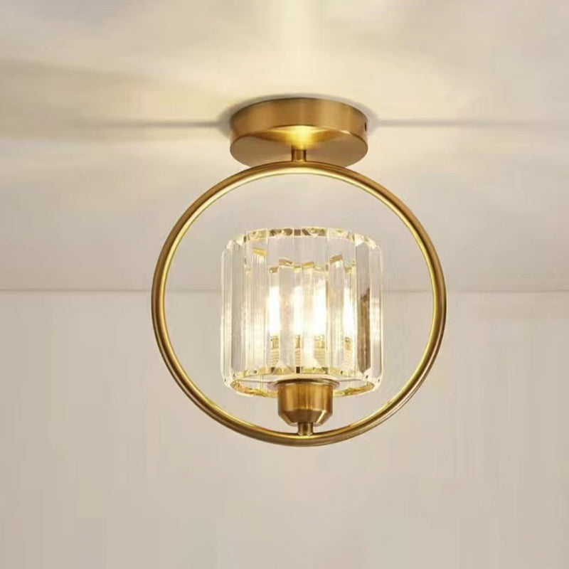 Modern Simplicity Dome Crystal Hardware Lampshade 1 - Light Semi-Flush Mount Ceiling Light For Hallways