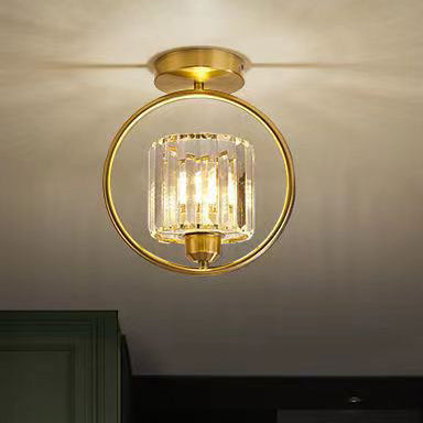Modern Simplicity Dome Crystal Hardware Lampshade 1 - Light Semi-Flush Mount Ceiling Light For Hallways