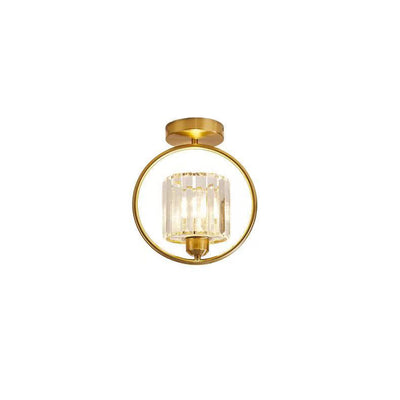 Modern Simplicity Dome Crystal Hardware Lampshade 1 - Light Semi-Flush Mount Ceiling Light For Hallways