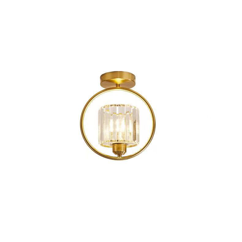 Modern Simplicity Dome Crystal Hardware Lampshade 1 - Light Semi-Flush Mount Ceiling Light For Hallways