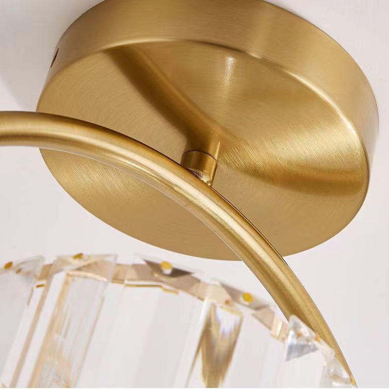 Modern Simplicity Dome Crystal Hardware Lampshade 1 - Light Semi-Flush Mount Ceiling Light For Hallways