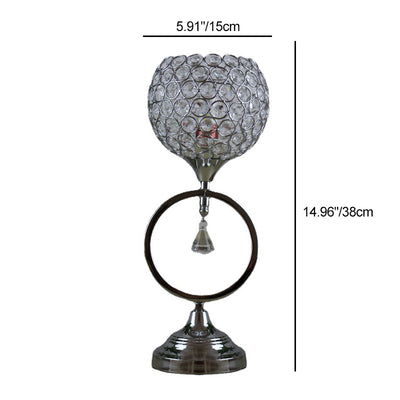 Zeitgenössische Einfachheit Runder Eisen-Kristall-Lampenschirm 1 - Licht Tischlampe für Schlafzimmer 