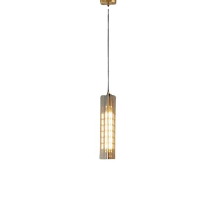 Contemporary Scandinavian Cuboid Copper Crystal Lampshade 1 - Light Pendant Light For Dining Room