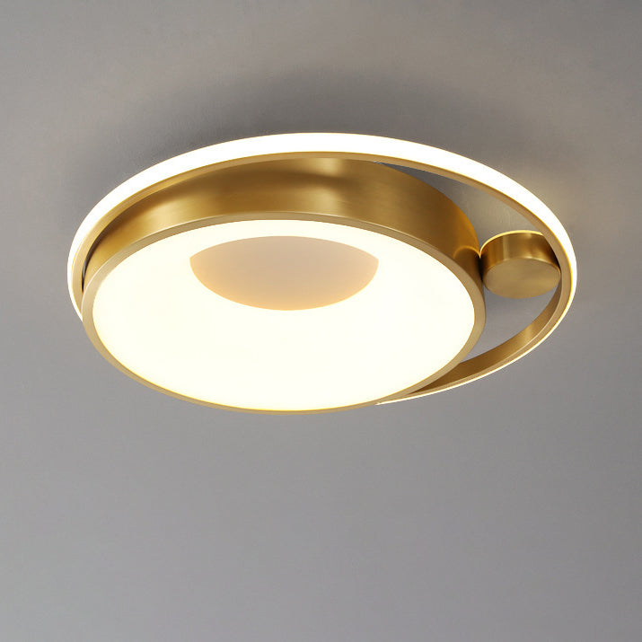 Plafonnier LED rond contemporain nordique en cuivre acrylique en silicone pour chambre à coucher 
