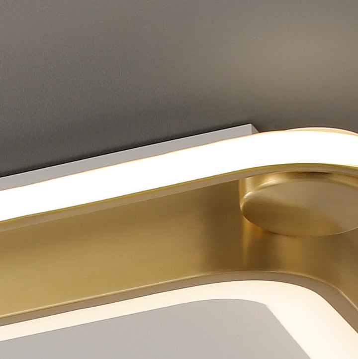 Contemporary Nordic Square Copper Silicone Acrylic LED Flush Mount Ceiling Light For Bedroom