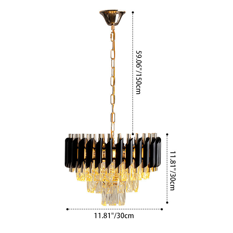 Abat-jour en cristal rond de luxe contemporain en fer 3 - Suspension lumineuse pour salle à manger 