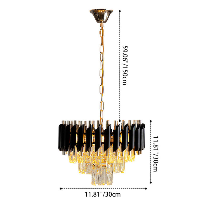Abat-jour en cristal rond de luxe contemporain en fer 3 - Suspension lumineuse pour salle à manger 