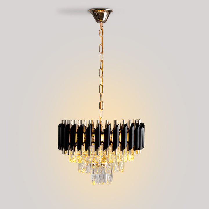Abat-jour en cristal rond de luxe contemporain en fer 3 - Suspension lumineuse pour salle à manger 