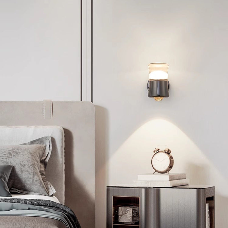 Contemporary Scandinavian Cylinder Aluminum Iron Optical Lens LED Wall Sconce Lamp For Living Room