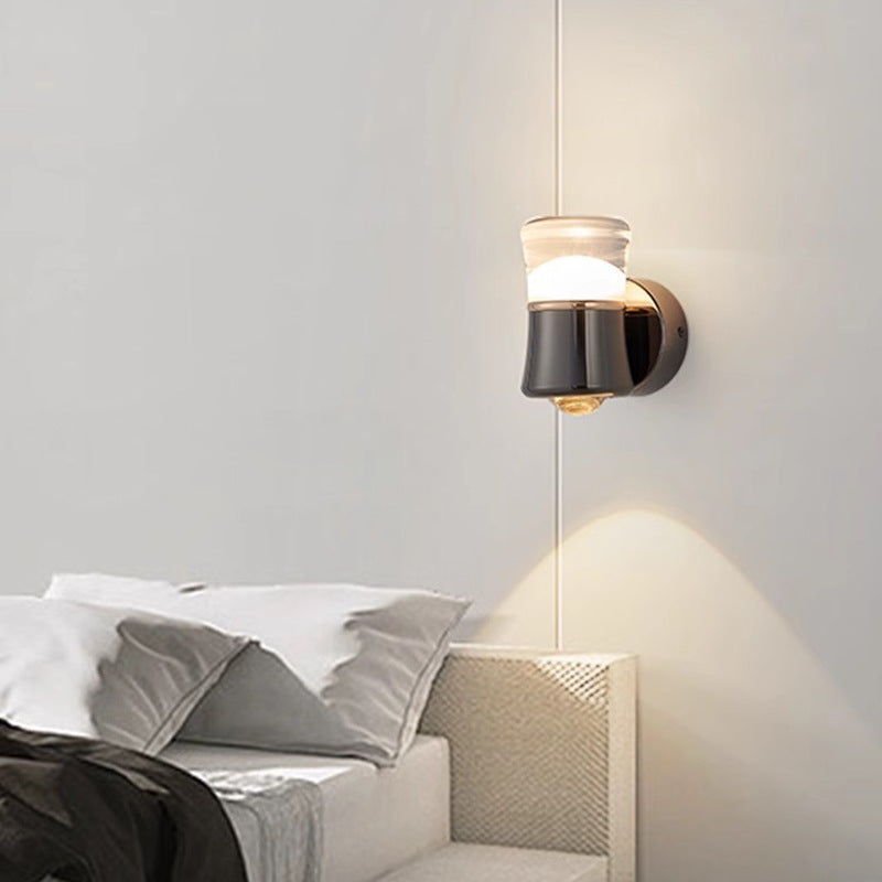 Applique murale LED en aluminium et fer avec lentille optique cylindrique scandinave contemporaine pour salon 