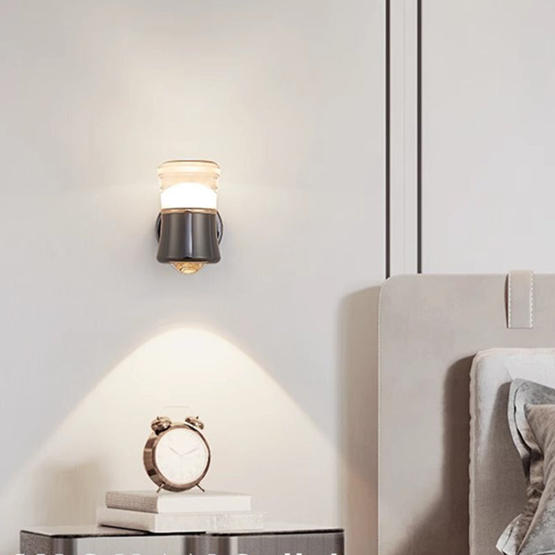 Applique murale LED en aluminium et fer avec lentille optique cylindrique scandinave contemporaine pour salon 