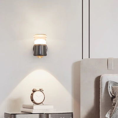 Contemporary Scandinavian Cylinder Aluminum Iron Optical Lens LED Wall Sconce Lamp For Living Room