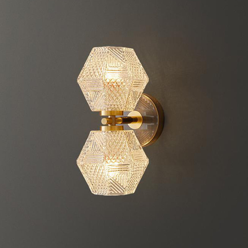Cube en verre de cuivre polygonal nordique contemporain 1 - Lampe murale pour salon 