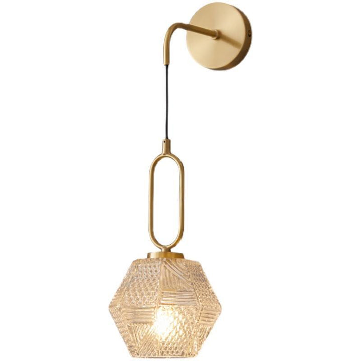 Cube en verre de cuivre polygonal nordique contemporain 1 - Lampe murale pour salon 