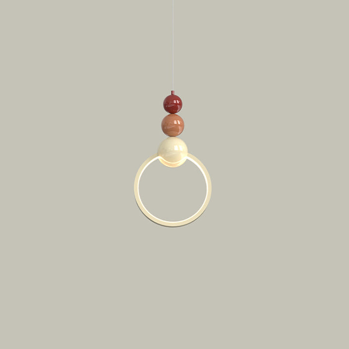 Contemporary Nordic Dome Round Circle Beads Aluminum Iron Lampshade LED Pendant Light For Bedroom
