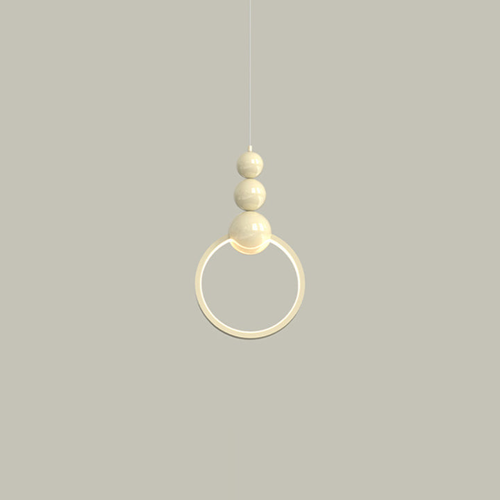 Contemporary Nordic Dome Round Circle Beads Aluminum Iron Lampshade LED Pendant Light For Bedroom