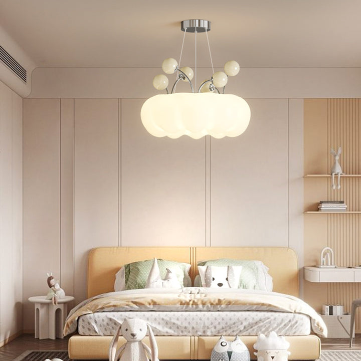 Zeitgenössische nordische Kuppel Wolkenform Kugeln Eisen Glas LED Kronleuchter für das Esszimmer 